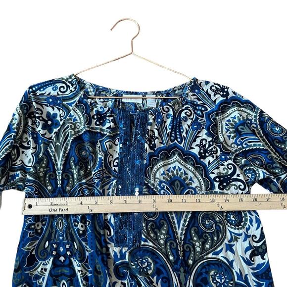 Chico’s size 1 medium Women Pullover sequins Paisley Top blouse - Picture 4 of 5